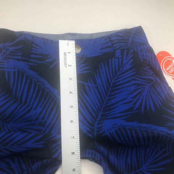 Wonder Nation Boy's Size 8 Adjustable Waist Flat Front Short Blue Palm Leaf New - Picture 11 of 13